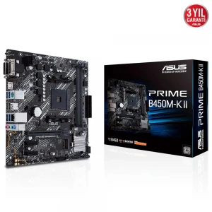 Asus Prime B450M-K II AMD B450 AM4 DDR4 4400 HDMI DVI VGA M2 USB3.2 mATX BIOS Flashback Anakart