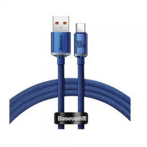 Baseus Crystal USB-A to C 100W Kablo 1.2m Mavi (CAJY000403)