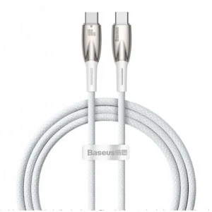 Baseus Glimmer Series CADH000702 1mt 100w  Beyaz PD Type-C To Type-C Şarj Kablosu Örgülü