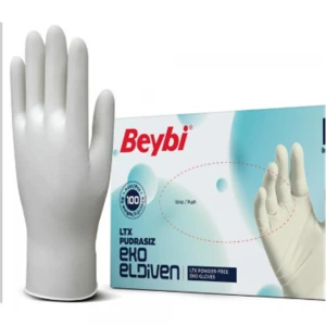 Beybi Lateks Pudrasız Eko (L) Large Beden Muayene Eldiven 100lü Paket