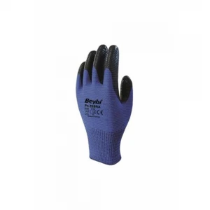 Beybi Nitril Poly PNzebra 9 Beden Mavi Siyah  Eldiven 12li Paket EN388 (3131X)