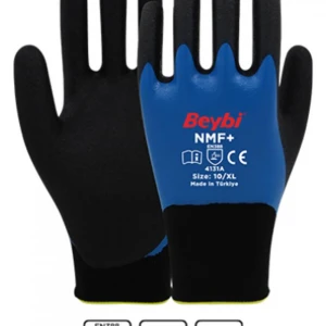 Beybi NMF+ 10Beden 12li Double Mikro Köpük Tam Nitril Kaplı Polyester Örgü Eldiven