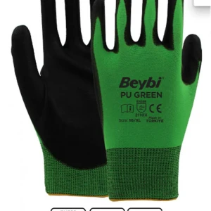 Beybi PU Green 9Beden 12li Paket Poliüretan Kaplı Polyester Örme Ediven(2110X)