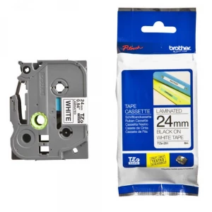 Brother TZE-251 24 mm Beyaz Üzeri Siyah Laminasyonlu Etiket