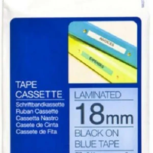 Brother TZE-541 18 mm Mavi Üzeri Siyah Laminasyonlu Etiket