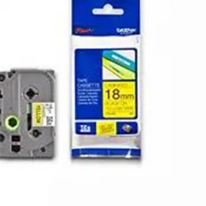 Brother Tze-S641 18 mm Sarı Üzerine Siyah Güçlü Yapışkanlı Laminasyonlu Etiket