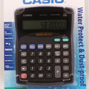 Casio WD-220MS-BU 12 Hane Suya-Toza Dayanıklı Masa Üstü Hesap Makinesi