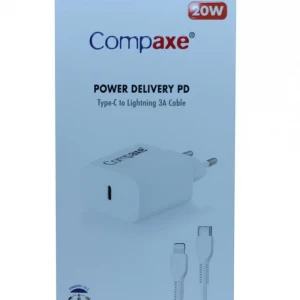 Compaxe CTA-200TI 20W 5V 3A PD Ev Şarj Kafa+Type-C Şarj Kablosu