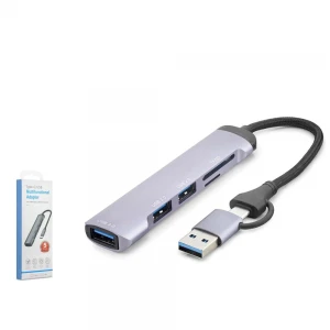 HADRON HDX7900 USB Type-C 3.0 Combo Hub Kart Okuyucu 5 Port Gri