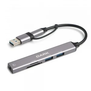Dark USB-C & USB-A to 5 Port 2xUSB-A, TF&SD Kart, 3.5mm Audio (DK-AC-USB250)