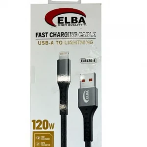 Elba Elb120-4 120w   Lightning To Usb 1Mt Siyah Örgülü  Şarj Kablosu ( Data Veri )