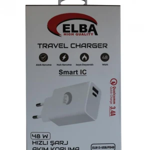 Elba ELB13 Elb-48w 3.4A USB-Pd48 (Usb+Type-C) Akıllı Koruma- Isıya Dayanklı Hızlı Şarj Ev Şarj Kafa