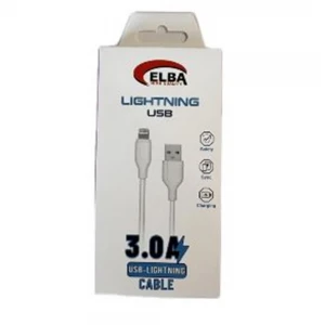 Elba Elb27-IOS 1Mt  iPhone Lightning 3A Hızlı Şarj Hasırlı Şarj Kablosu Beyaz