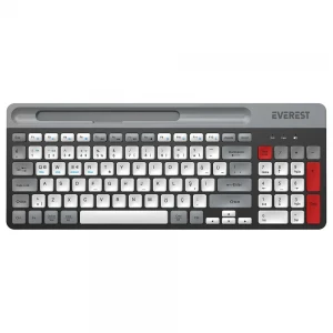 Everest KB-88 RUBY Beyaz-Gri 2.4G+BT1+BT2 Çoklu Cihaz Bağlantılı Q Kablosuz klavye