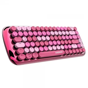 Everest KB-BT09 PARRY Renkli Tuşlu Pembe Bluetooth+ 2.4Ghz Q Yuvarlak Tuşlu Mekanik Klavye Kablosuz