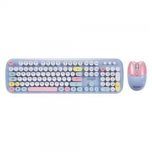 Everest KM-6284 WHISKER Renkli Tuşlu Mavi Kablosuz Q Klavye + Mouse Set