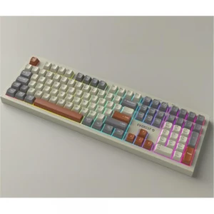 Everest KM-78 Rena Krem-Gri-Kahve Kablosuz 2.4 + BT RGB Aydınlatmalı Sessiz Q  Klavye + Mouse Se