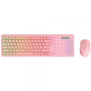 Everest KM-319BT Pembe 2.4G+BT1+BT2 Çoklu Cihaz Bağlantılı Q Set Kablosuz Klavye + Mouse