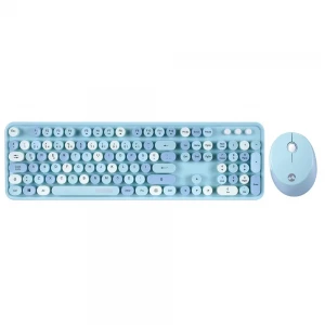 Everest ROUND KM-6282 Renkli Tuşlu Mavi Kablosuz Q Multimedia Klavye + Mouse Set