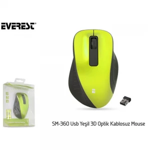 Everest SM-360 Usb Yeşil 3D Optik Kablosuz Mouse 