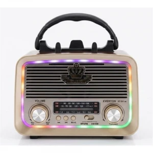 Everton RT-301.m  Bluetooth-USB-SD-FM Şarjlı,Solarlı,Ledli, Nostaljik Radyo El Fenerl Radyo