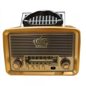 Everton RT-681  Solarlı,Ledli, Şarjlı Nostaljik Radyo (FM-AM-SW-USB-TF)