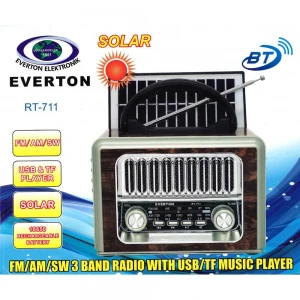 Everton Rt-711-Usb-Tf-Am-Fm-Sw-Tws-Usb Güneş Enerjili  Nostaljik Radyo