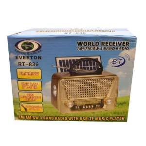 Everton Rt-836  Bluetooth Fm-Usb-Tf-Aux Solarlı Şarjlı Nostaljik Radyo