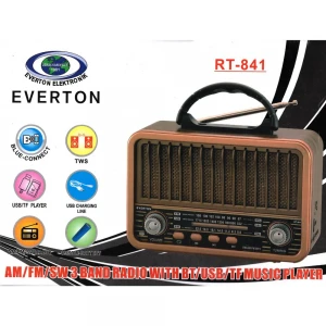Everton Rt-841 Bluetooth -Usb-Tf-Am-Fm-Sw-Tws-Usb Şarj Nostaljik Radyo