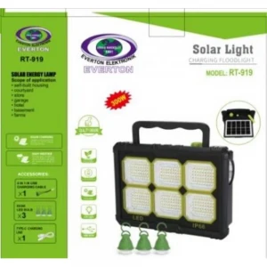 Everton Rt-919 Şarjlı 300w Solar Panelli Projektör (3 Adet Ampül) (Led Gösterge)