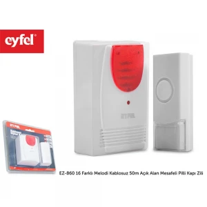 Eyfel EZ-860 16 Farklı Melodi Kablosuz 50m Açık Alan Mesafeli Pilli Kapı Zili