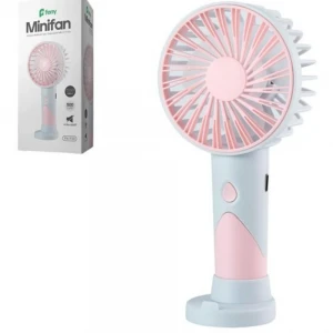 Feny FN-F20 Pembe-Açık Mavi Kademeli Ultra Sessiz Şarjlı Taşınabilir 500Mah Mini El Fanı