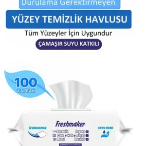 Freshmaker Yüzeysil Mavi  Islak Mendil 100lü Karbonatı+Beyaz Sirke)(Mermer-Ahşap-Metal-Seramik)