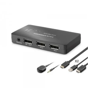 HADRON HDX1426 DisplayPort KVM Switch 2 Console USB Port 2 DisplayPort Siyah