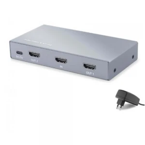 HADRON HDX1431 HDMI Splitter EDID 8K 60 Hz 1 Giriş 2 Çıkış Gri