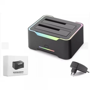 Hadron Hdx1790 HDD Docking – USB 3.0, 2.5 & 3.5 HDD-SSD, 8TB Destekli  RGB Siyah