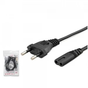 HADRON HDX5534 Teyp Güç Kablosu 2 Pin 1 mm 500W C7 Figure 8 1 m Siyah