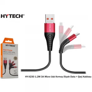 Hytech HY-X230 1.2M 3A Micro Usb Kırmızı-Siyah
