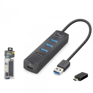 iETOP TU359 USB Type-C 3.2 Gen1 Anahtarlı Hub 4 Port 5 Gbps Siyah