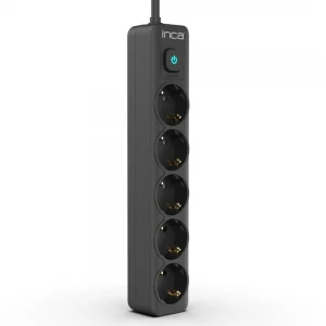 INCA IPW-44SY 5li Akım Korumalı Led Tuşlu Priz 1,5Mt Siyah