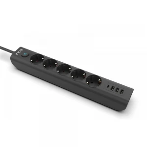 INCA IPW-44TU 5li 1,5mt Siyah 3Usb+Typ-C Akım Korumalı  Led Tuşlu Priz