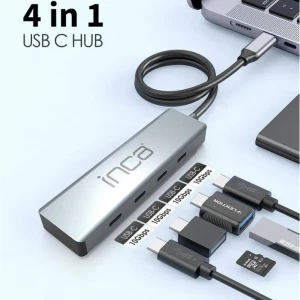Inca ITPT-4TX 4 Port Type-C 3.1 Veri ile3.1 10 Gbps Type-C Çoklayıcı Kablo uzunluğu 15cm