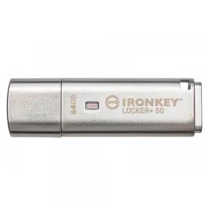 Kingston IKLP50-64GB 64GB IronKey Locker Plus 50 AES-256 FIPS 197 USBtoCloud Flash Bellek