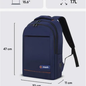 Mack MCC-006BL 15.6" Office USB Girişli Notebook Sırt Çantası Lacivert 