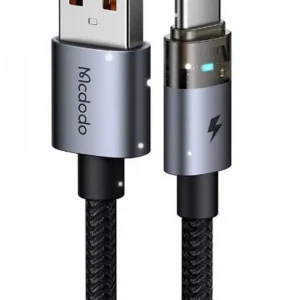 MCDODO CA-6890 USB-A TO TYPE-C Şeffaf Kablo Şarj Işıklı 1.2M Siyah Kablo