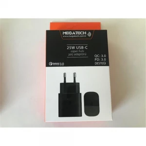 Megatech 25w Siyah USB-C Şarj Kafa QC:3.0-PD:3.0 