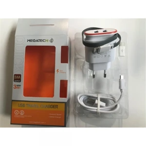 Megatech Beyaz  2.4A ( Ev Şarj + Micro Kablo+Typ-c+Iphone ) 3in1 Şarj Aleti