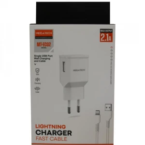 Megatech EC02 MODEL 2.1A Lightning Usb Kablo + Ev Şarj Adaptörü Hızlı Şarj