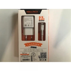Megatech Mt-Cm2 Eco 2.2A İphone Kablo+Ev Şarj Kafa  Hızlı Şarj 
