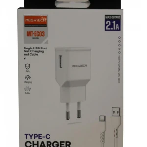 Megatech MT-EC03 2.1A Micro Usb TYPE-C  Kablo+ Ev Şarj Adaptörü Hızlı Şarj